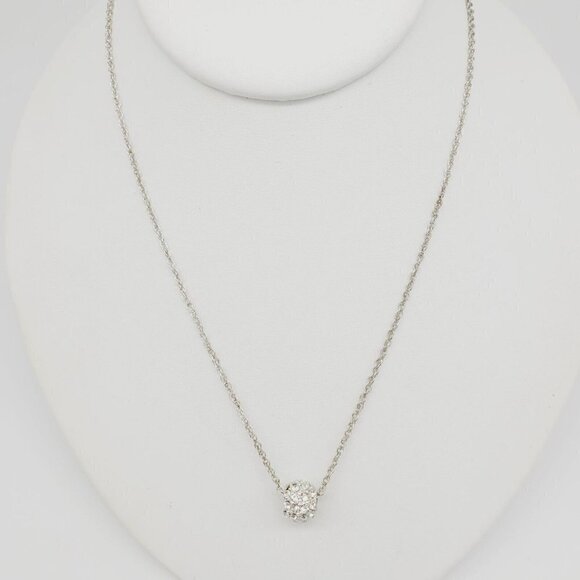 Vieste Crystal Collection Silver Necklace Pave Crystal Bead 19" NEW Delicate - Picture 5 of 5